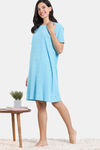 Zivame Pixel Play Knit Cotton Knee Length Nightdress - Blue Radiance — thumbnail 3